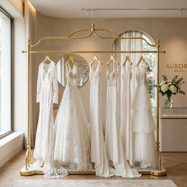 Bridal Boutique Showroom with Gold Rack